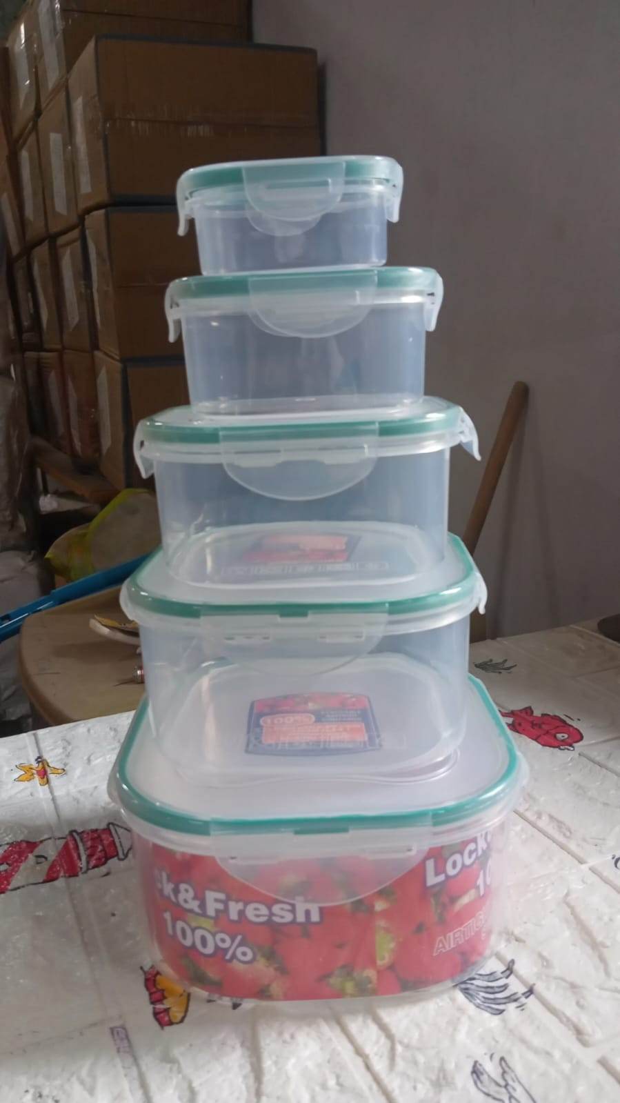 Kitchen Containers Set, Fridge Storage Boxes, Plastic Containers for Kitchen Organizer, Kitchen Accessories Items for Storage Organizer, Snap-Seal (lunch box/storage organizer) (5 Ps Set) - infinityexculsivestore.com