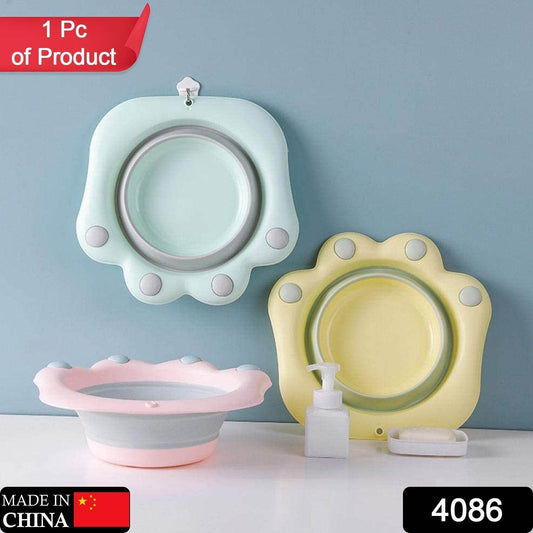 Folding washbasin Folding Wash Basin Household Plastic Portable Laundry Basin Bathroom Foot-washing Basin Cute cartoon wash basin foot wash basin-Pink color Folding basin - infinityexculsivestore.com
