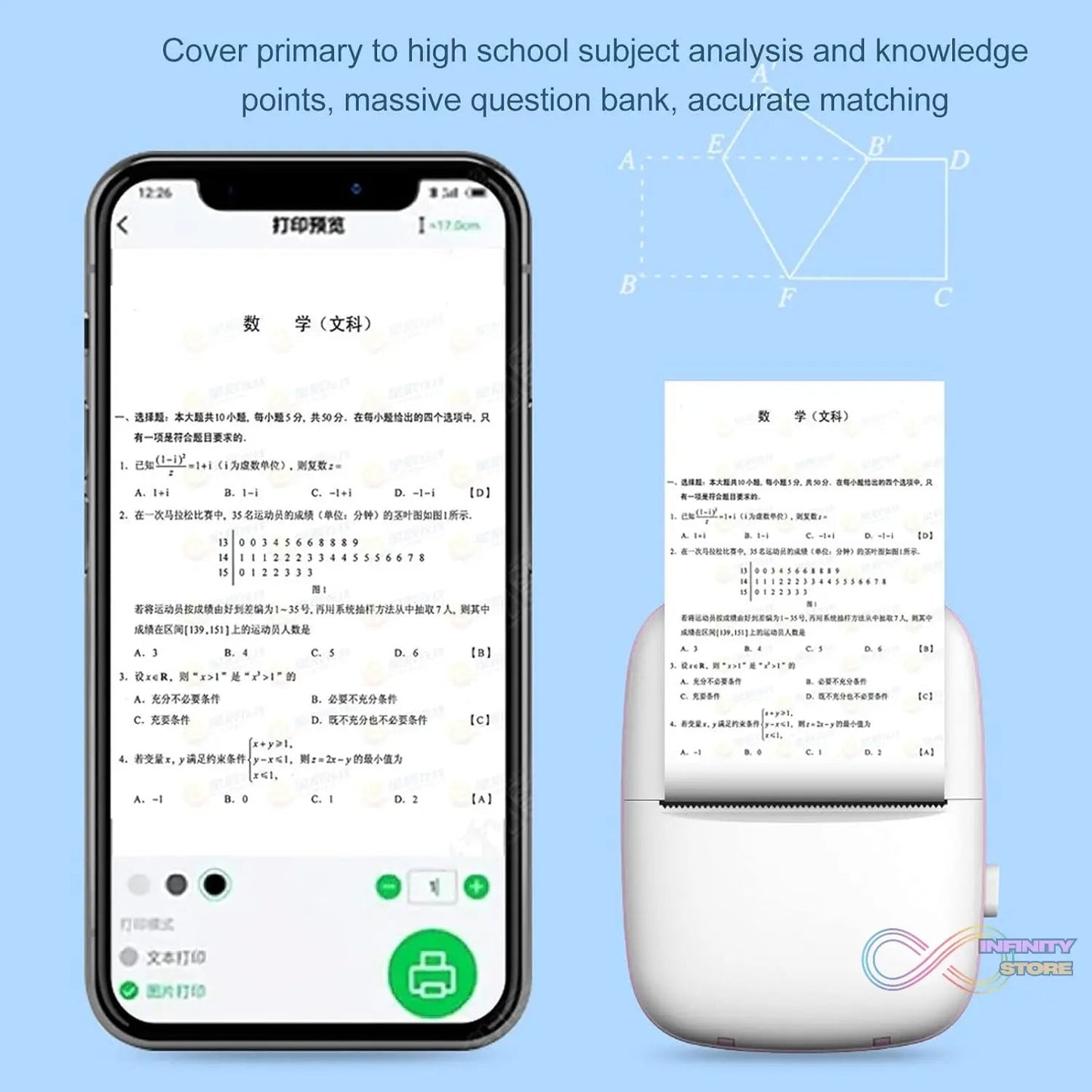 Pocket Mini Printer, Mobile Phone Bluetooth Connection Wireless Mini Thermal Printer with Android or iOS APP for Pictures, Portable Smart Printer,Contains 1 Rolls Thermal Paper, with Fast Paper Output for Photo Image - infinityexculsivestore.com