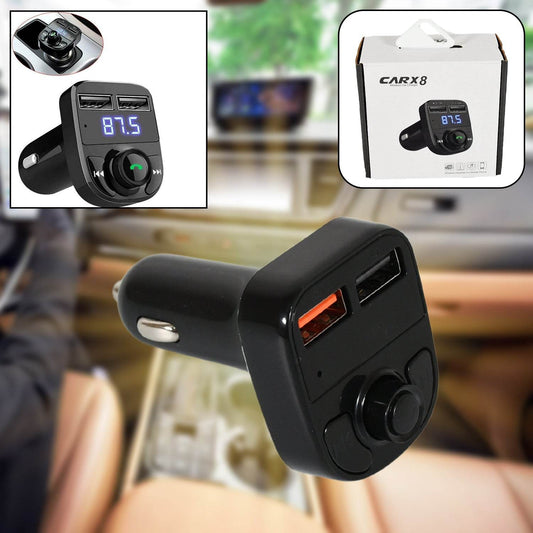 CAR-X8 Bluetooth FM Transmitter Kit for Hands-Free Call Receiver / Music Player / Call Receiver / Fast Mobile Charger Ports for All Smartphones with 3.1A Quick Charge Dual USB Car Charger - infinityexculsivestore.com