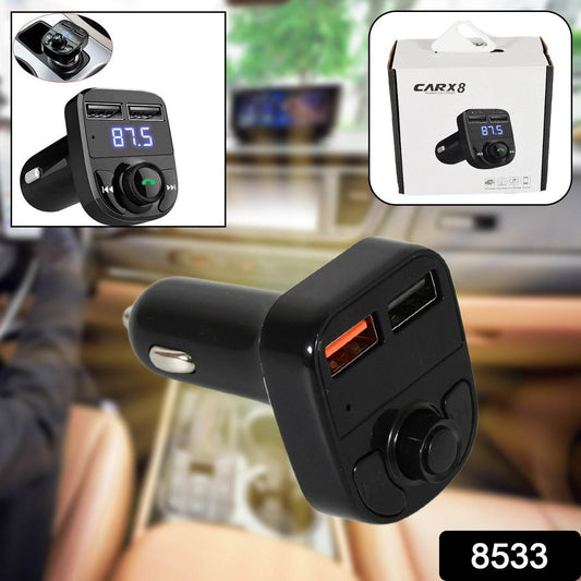 CAR-X8 Bluetooth FM Transmitter Kit for Hands-Free Call Receiver / Music Player / Call Receiver / Fast Mobile Charger Ports for All Smartphones with 3.1A Quick Charge Dual USB Car Charger - infinityexculsivestore.com