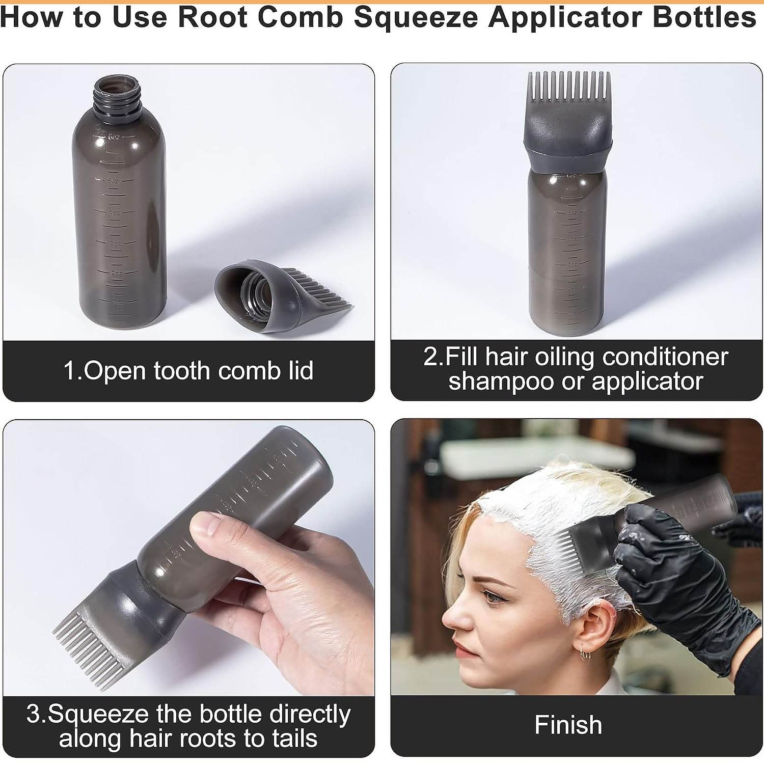 Comb Applicator Bottle, Hair Oil Applicator Bottle for Hair Dye Bottle Applicator Brush with Graduated Scale, Professional Brush Applicator Comb Hairdressing Coloring Styling Tool (1 Pc) - infinityexculsivestore.com
