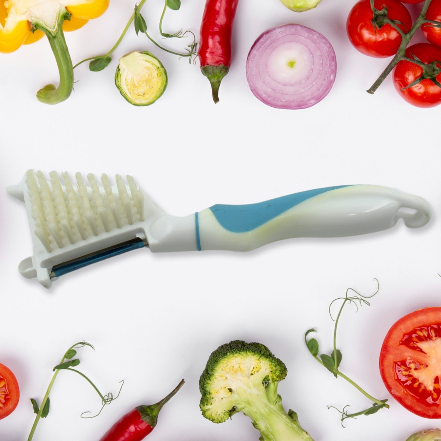 Multipurpose Peeler Brush, Vegetable Peeler with Brush, Multifunctional Fruits and Vegetable Cleaning Brush, Stainless Steel Potato Peelers, Home Kitchen Peeler with Long Handle (1 Pc ) - infinityexculsivestore.com