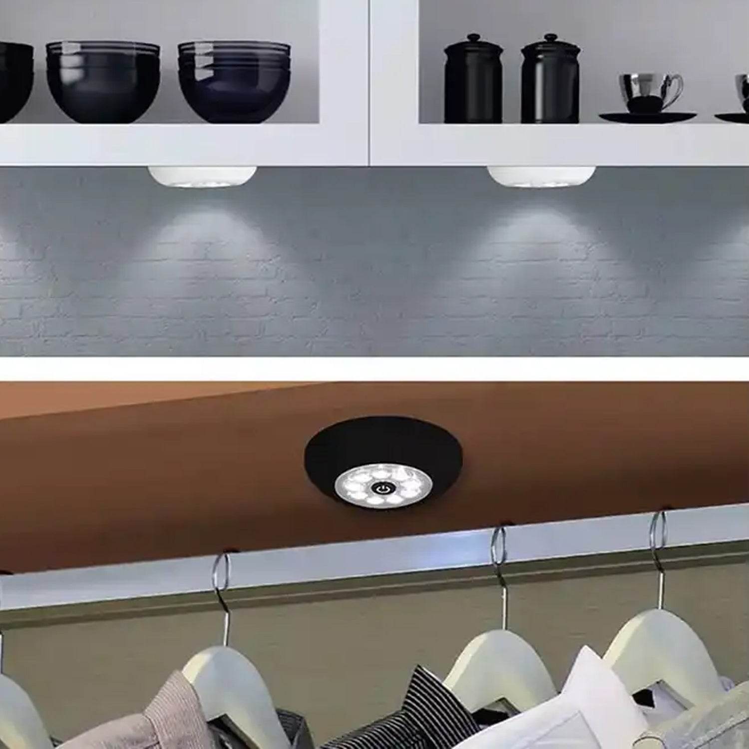 9 LED Touch Light Closet Light Battery Powered Stick-on Anywhere Puck Lights with New Strong Adhesive for Cabinet, Stair, Bedroom, Kitchen Night Light Stick Tap Night ( Battery Not Included / 1 Pc ) - infinityexculsivestore.com