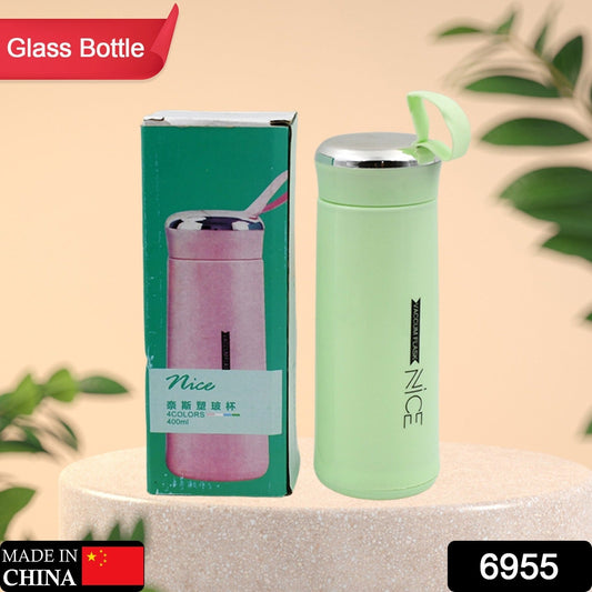 outdoor sport water bottle 400ml leak proof BPA - free for travel cold and hot water glass water bottle with daily water intake for gym and children - infinityexculsivestore.com