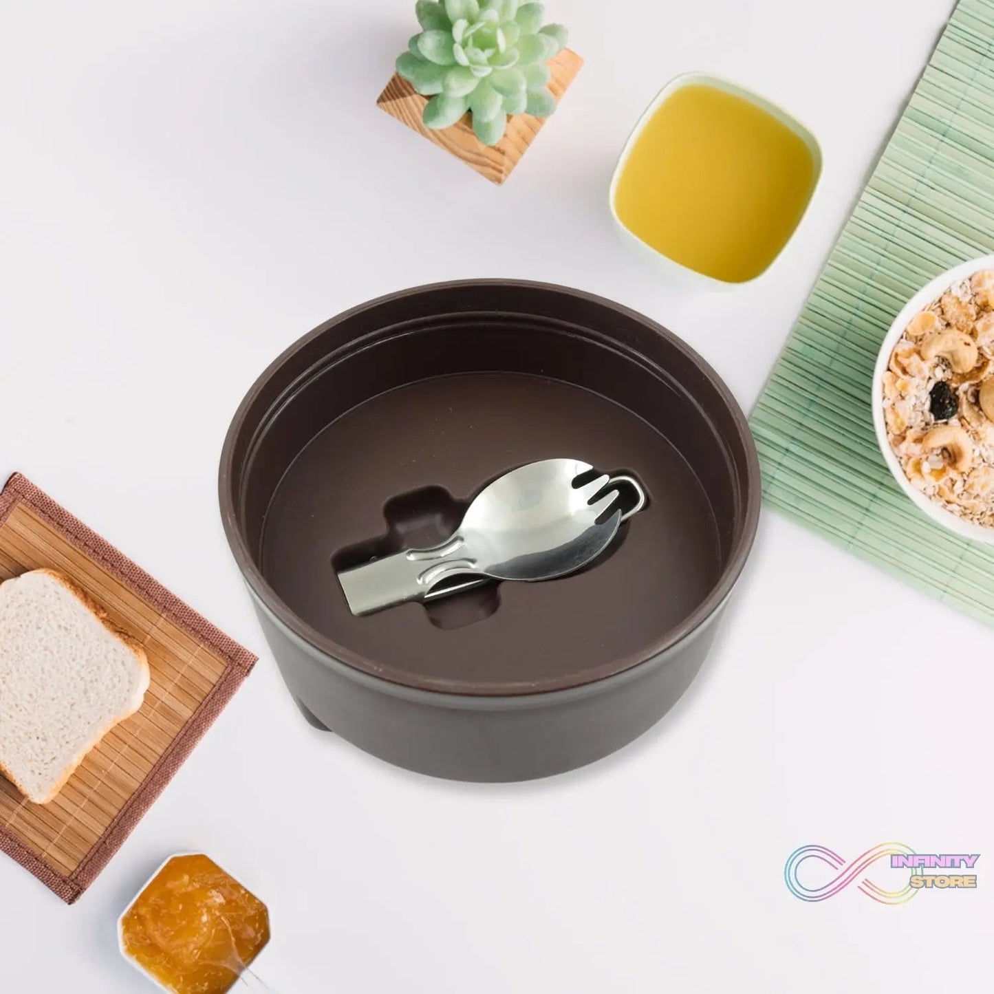 Vacuum insulated lunch box, 304 stainless steel, used for lunch storage, double - layer travel hiking picnic food jar, with folding spoon and handle BPA Free Thermos Lunch Box for Kids Adults (1600 ML) - infinityexculsivestore.com