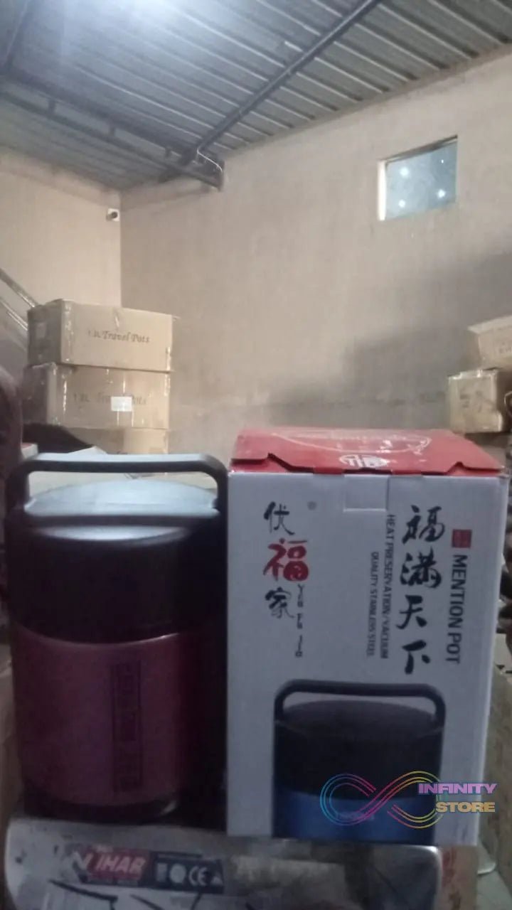 Vacuum insulated lunch box, 304 stainless steel, used for lunch storage, double - layer travel hiking picnic food jar, with folding spoon and handle BPA Free Thermos Lunch Box for Kids Adults (1600 ML) - infinityexculsivestore.com
