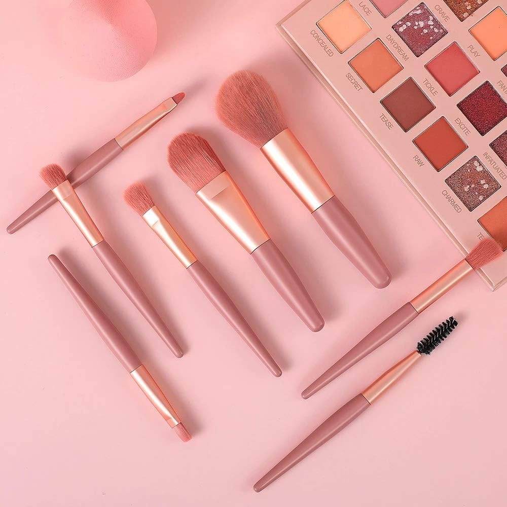 8 PCS Mini Makeup Brush Set with Case, Portable Foundation Brush Kit Travel, Premium Synthetic Bristles Cosmetic Brush Set for Powder Blending Blush Eyeshadow Lipstick (Mix Color 8 Pcs Set) - infinityexculsivestore.com
