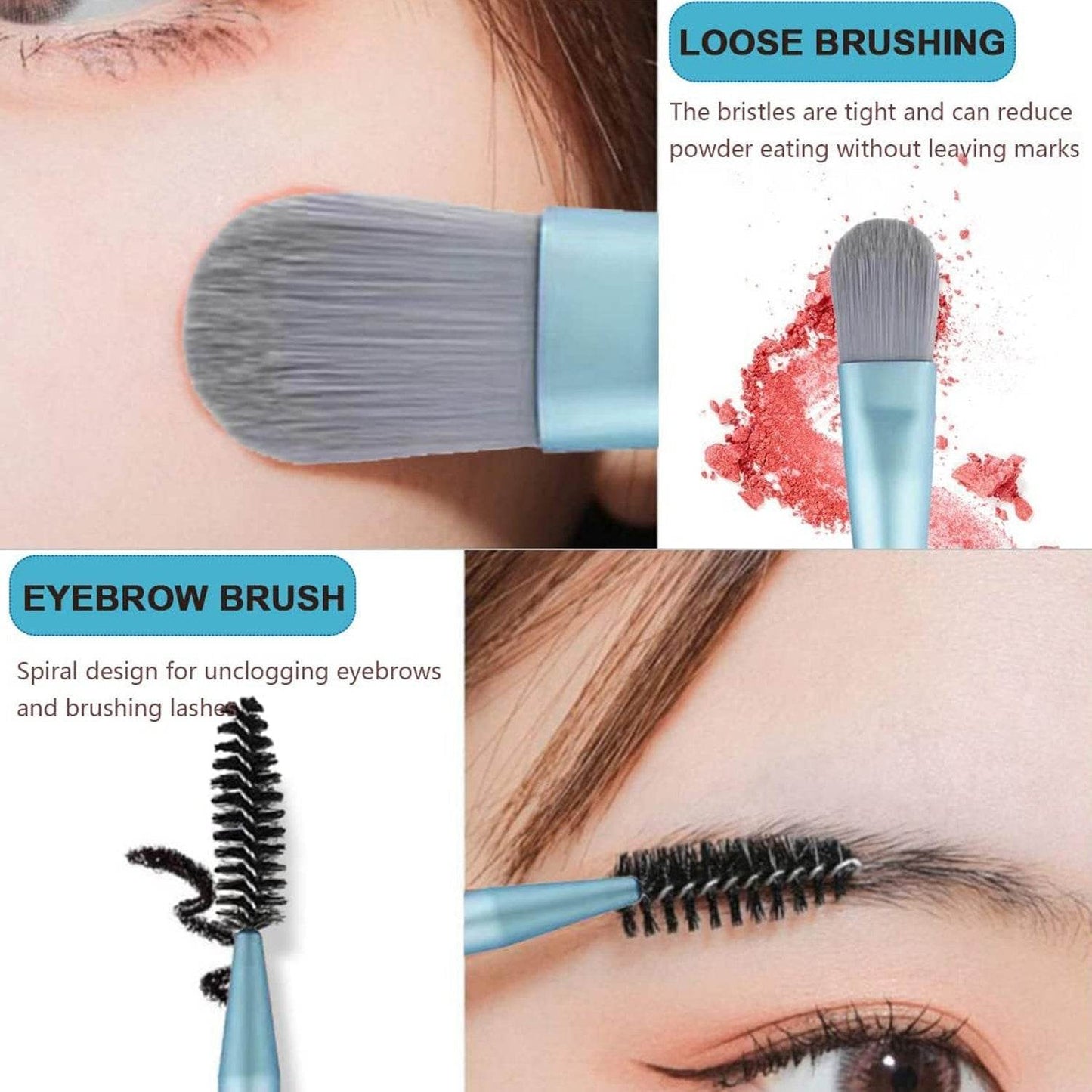 8 PCS Mini Makeup Brush Set with Case, Portable Foundation Brush Kit Travel, Premium Synthetic Bristles Cosmetic Brush Set for Powder Blending Blush Eyeshadow Lipstick (Mix Color 8 Pcs Set) - infinityexculsivestore.com