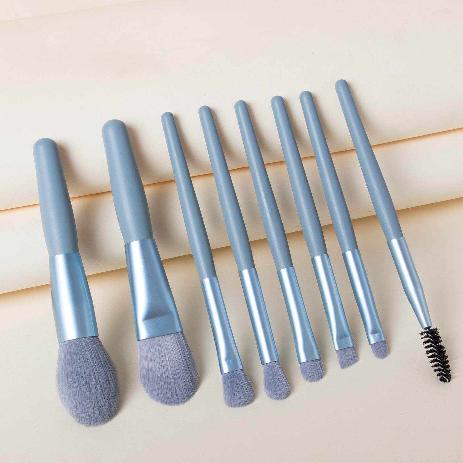 8 PCS Mini Makeup Brush Set with Case, Portable Foundation Brush Kit Travel, Premium Synthetic Bristles Cosmetic Brush Set for Powder Blending Blush Eyeshadow Lipstick (Mix Color 8 Pcs Set) - infinityexculsivestore.com