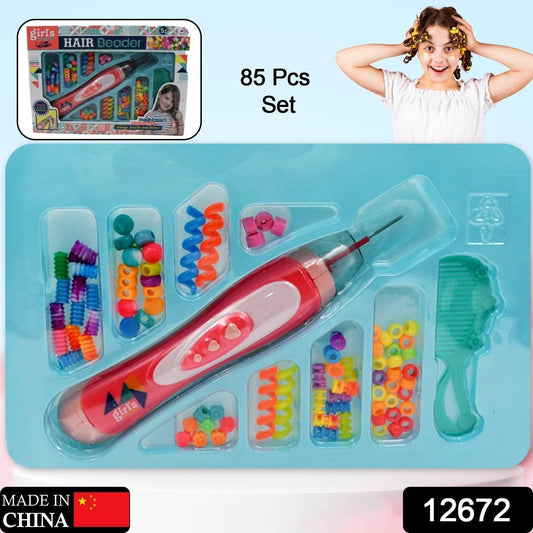 Hair Styling Clasp Clips Twisting Stringing Beads Kit for Girls, Portable Hair Braider Machine,Hairstyle Braid Kit DIY Hair Styling Tool with Comb, Rubber, Button Beads and Beads (85 Pcs Set) - infinityexculsivestore.com