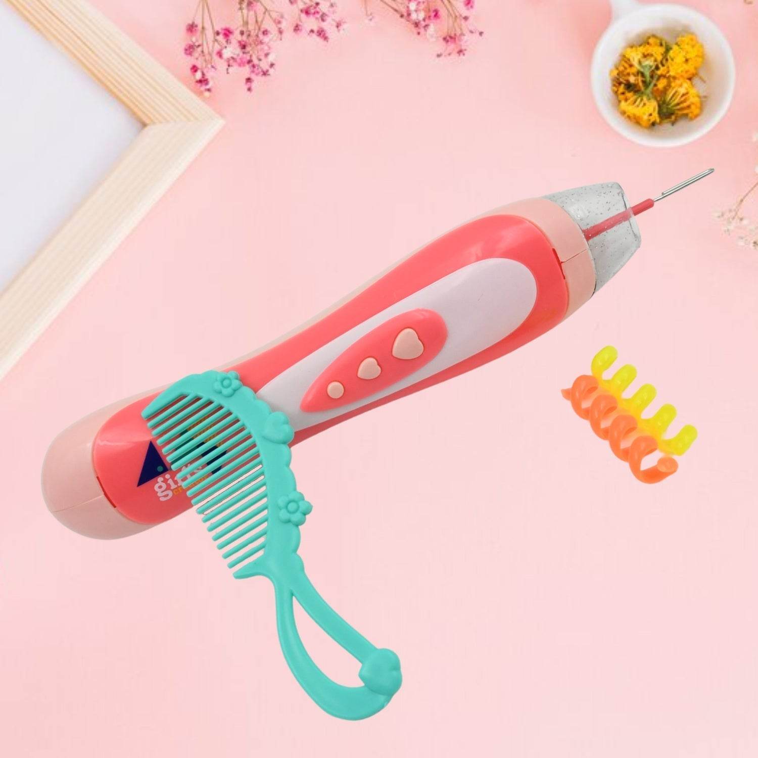 Hair Styling Clasp Clips Twisting Stringing Beads Kit for Girls, Portable Hair Braider Machine,Hairstyle Braid Kit DIY Hair Styling Tool with Comb, Rubber, Button Beads and Beads (85 Pcs Set) - infinityexculsivestore.com