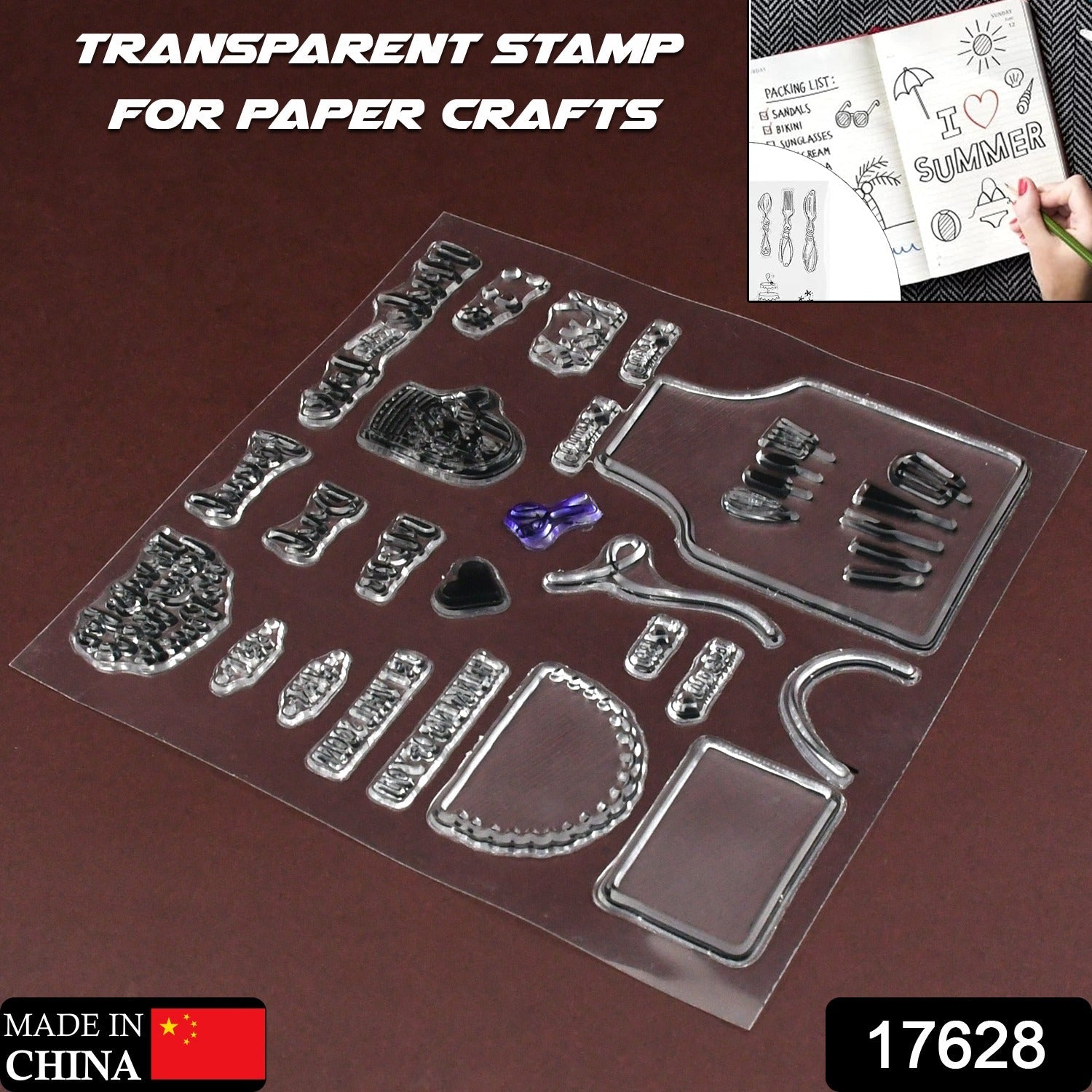 Reusable Rubber Stamp, TPR Stamp DIY Accessories Good Stamping Effect DIY Transparent Stamp Stick Repeatedly for Envelope for Diary for Invitation Letter Photo Album Decoration for Paper Crafts (Mix Design / 1 Set) - infinityexculsivestore.com