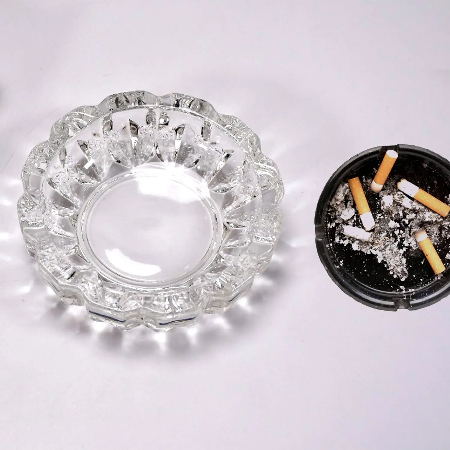 paricutin Glass Crystal Quality Cigar Cigarette Ashtray Round Tabletop for Home Office Indoor Outdoor Home Decor - infinityexculsivestore.com