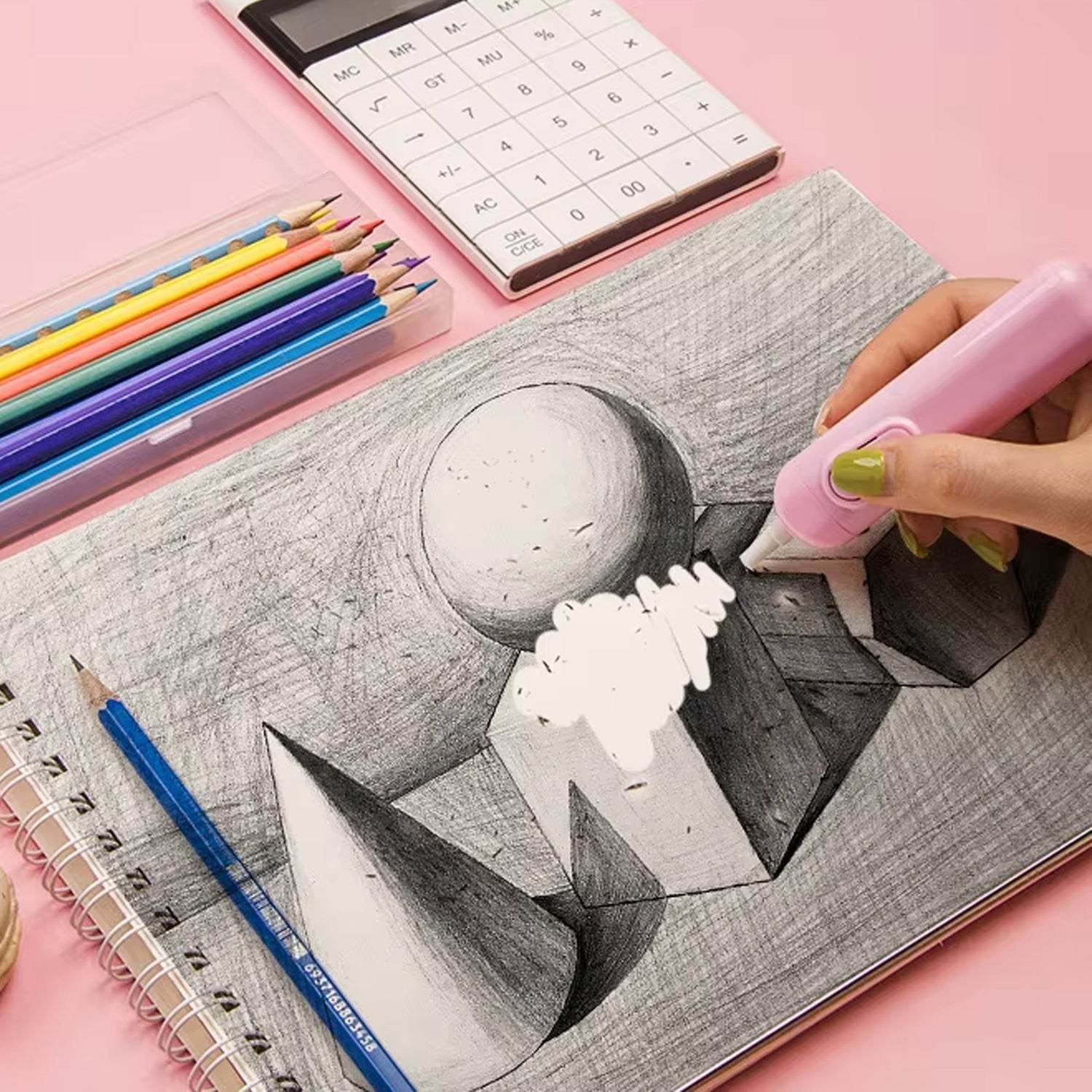 Electric Eraser Kit Automatic Pencil Eraser Battery Operated with 10 Eraser Refills Suitable for use with Graphite Pencils Drawing Painting Sketching Drafting Supplies Stationery Child Gifts (Battery Not Included / Mix Design) - infinityexculsivestore.com