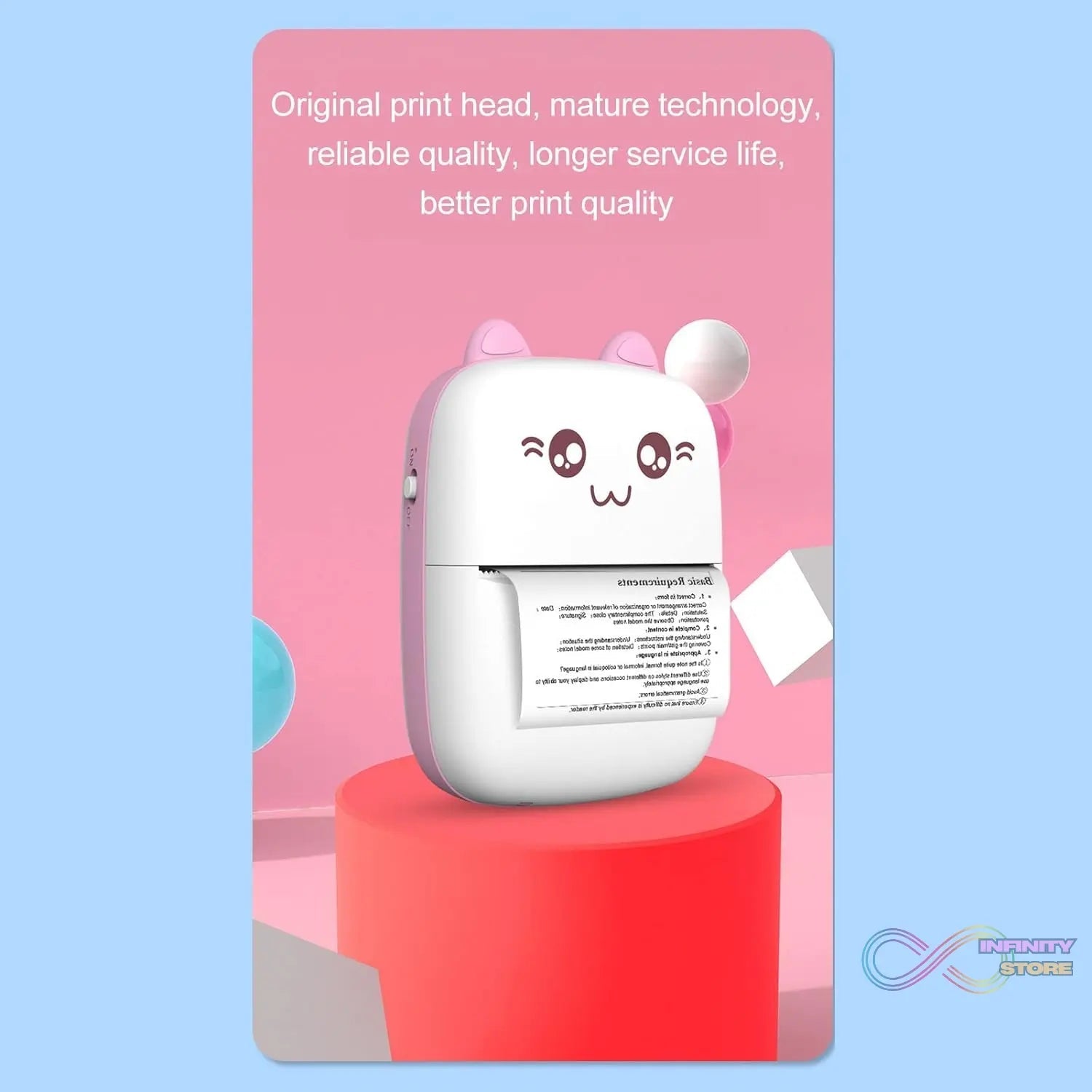Pocket Mini Printer, Mobile Phone Bluetooth Connection Wireless Mini Thermal Printer with Android or iOS APP for Pictures, Portable Smart Printer,Contains 1 Rolls Thermal Paper, with Fast Paper Output for Photo Image - infinityexculsivestore.com
