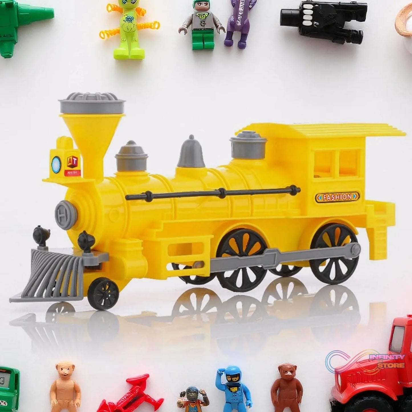Pull and Go Train with Light Plastic String Pull Back Train (1 Pc / Mix Color) - infinityexculsivestore.com