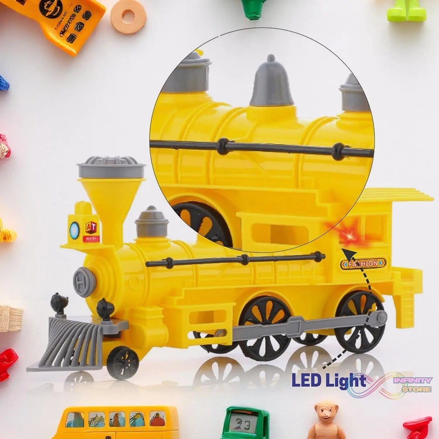 Pull and Go Train with Light Plastic String Pull Back Train (1 Pc / Mix Color) - infinityexculsivestore.com