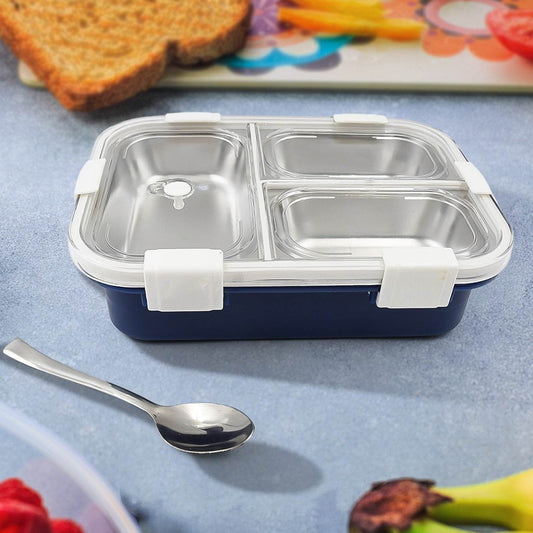 3 Compartment Transparent Stainless Steel Lunch Box for Kids, Tiffin Box, Lunch Box, Lunch Box for Kids, Insulated Lunch Box, Lunch Box for Office Women and Men, Stainless Steel Tiffin Box for Boys, Girls, School Office (Multi Color) - infinityexculsivestore.com