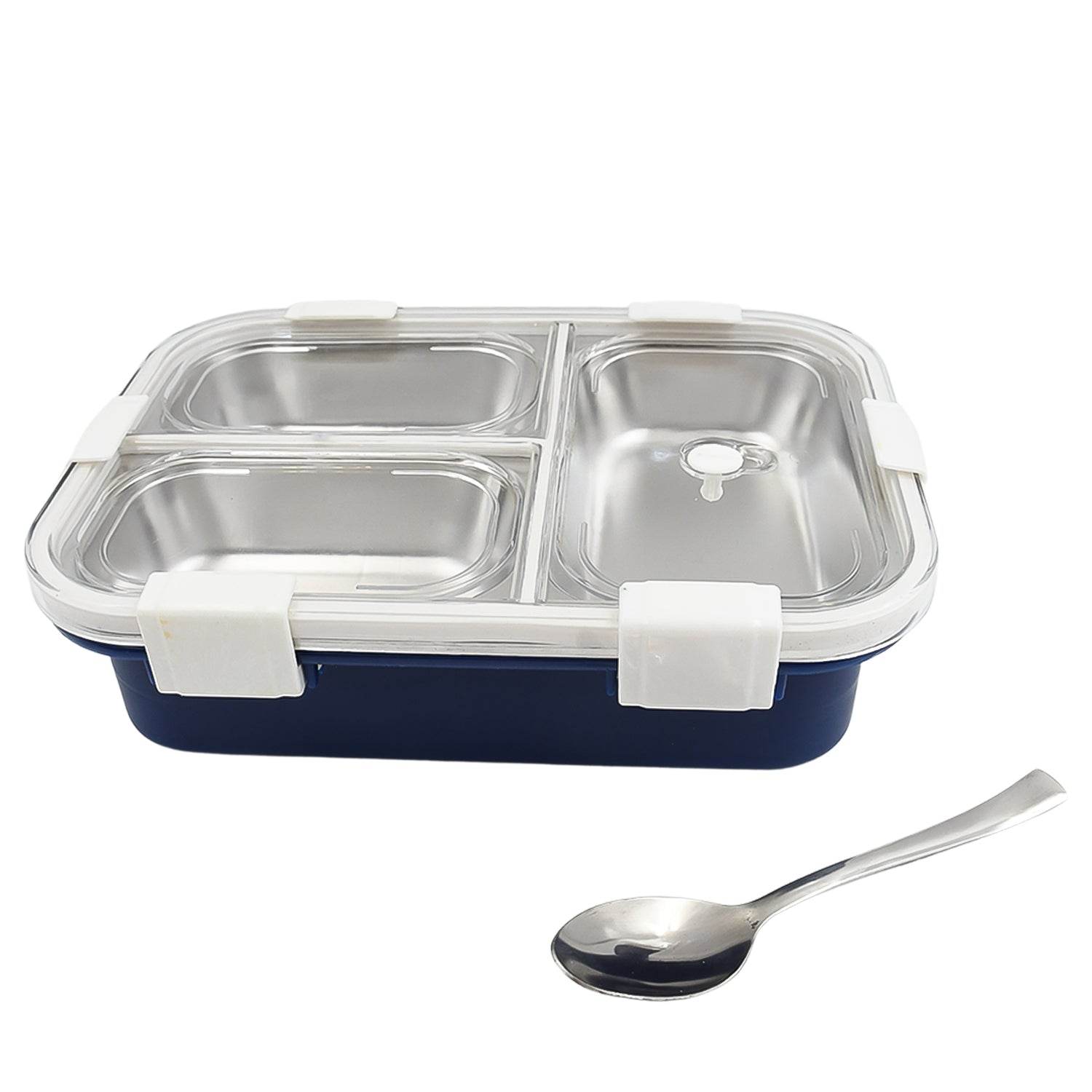 3 Compartment Transparent Stainless Steel Lunch Box for Kids, Tiffin Box, Lunch Box, Lunch Box for Kids, Insulated Lunch Box, Lunch Box for Office Women and Men, Stainless Steel Tiffin Box for Boys, Girls, School Office (Multi Color) - infinityexculsivestore.com