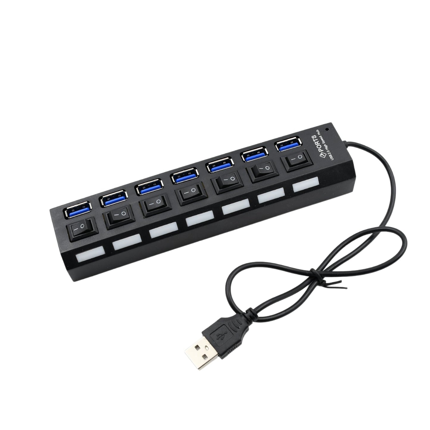 USB Splitter Multi Port USB 2.0 Hub, 7 Port with Independent On/Off Switch and LED Indicators USB A Port Data Hub, Suitable for PC Computer Keyboard Laptop Mobile HDD, Flash Drive Etc - infinityexculsivestore.com
