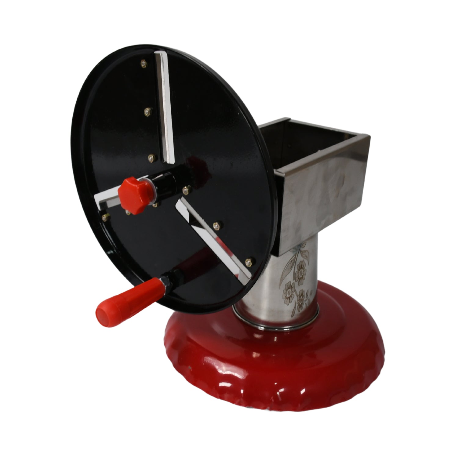 Stainless Steel Chips Maker and Vegetable Slicer for Kitchen Potato Slicer Graters and Chippers. Chips Maker is Suitable for Vegetable Cuttings. Chips Maker Consist Hard Coated Iron Wheel and Stand. - infinityexculsivestore.com