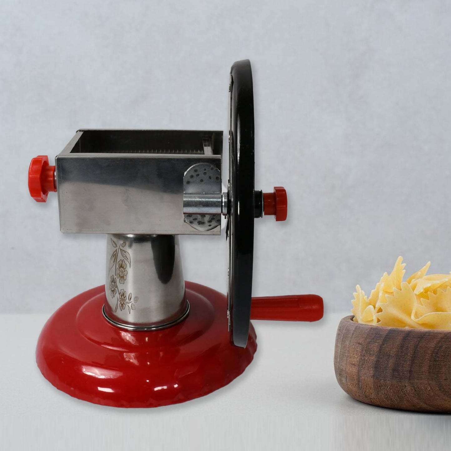 Stainless Steel Chips Maker and Vegetable Slicer for Kitchen Potato Slicer Graters and Chippers. Chips Maker is Suitable for Vegetable Cuttings. Chips Maker Consist Hard Coated Iron Wheel and Stand. - infinityexculsivestore.com