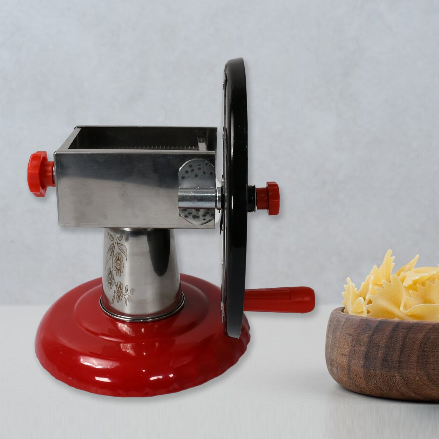 Stainless Steel Chips Maker and Vegetable Slicer for Kitchen Potato Slicer Graters and Chippers. Chips Maker is Suitable for Vegetable Cuttings. Chips Maker Consist Hard Coated Iron Wheel and Stand. - infinityexculsivestore.com