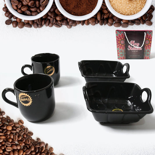 Play Station Ceramic Tea / cups / Mug Set With Handle Serving Bowl Milk Cup, Coffee Cup, Tea Cup, Breakfast Cup, Drinking Mug or Outdoor for Household, Gift for Birthday, Wedding Party (4 Pcs set) - infinityexculsivestore.com