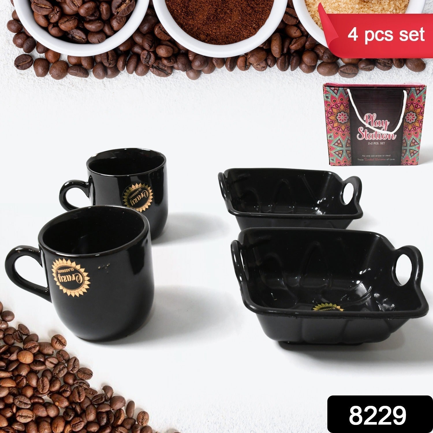 Play Station Ceramic Tea / cups / Mug Set With Handle Serving Bowl Milk Cup, Coffee Cup, Tea Cup, Breakfast Cup, Drinking Mug or Outdoor for Household, Gift for Birthday, Wedding Party (4 Pcs set) - infinityexculsivestore.com