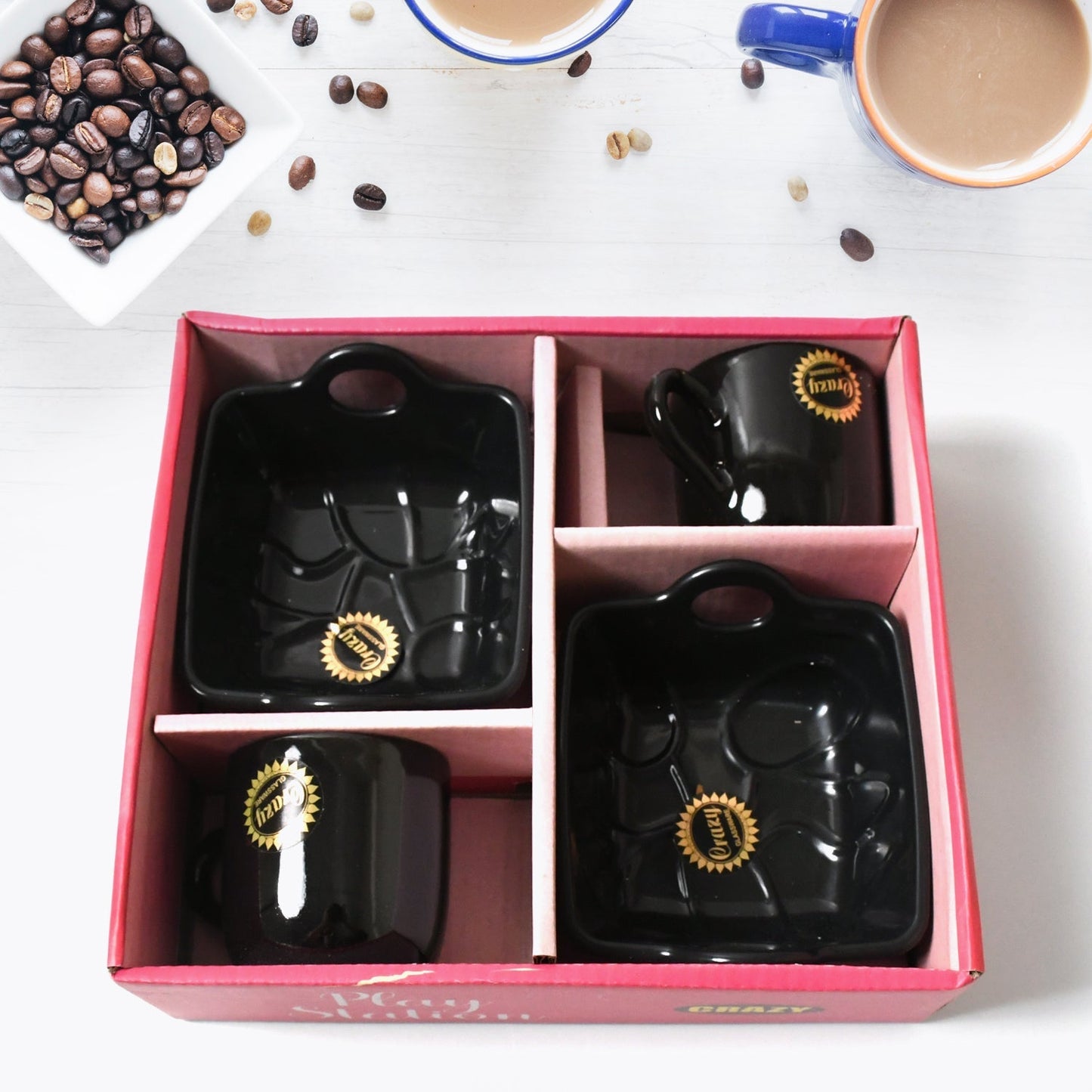 Play Station Ceramic Tea / cups / Mug Set With Handle Serving Bowl Milk Cup, Coffee Cup, Tea Cup, Breakfast Cup, Drinking Mug or Outdoor for Household, Gift for Birthday, Wedding Party (4 Pcs set) - infinityexculsivestore.com