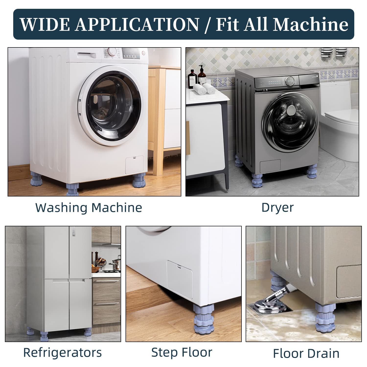 Washing machine support, anti vibration washing machine support adjustable washer anti vibrasion pads, washer & dryer pedestals, Washing Machine Accessory Anti - Skid Pad PVC Lifting Pad Non - Slip ( 4 Pc Set | 1Pc ) - infinityexculsivestore.com