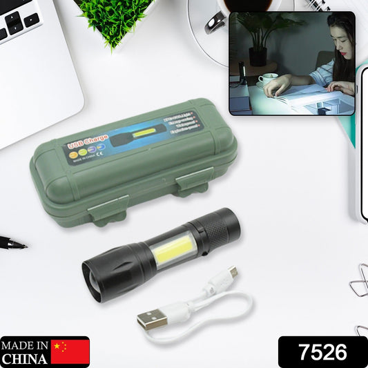 LED Flashlight Rechargeable USB Mini Torch, Ultra Brightest Zoom Flash Light Handheld Pocket Compact Portable Tiny Lamp with COB Side Lantern, High Power Tactical Travel Emergency Flashlights - infinityexculsivestore.com