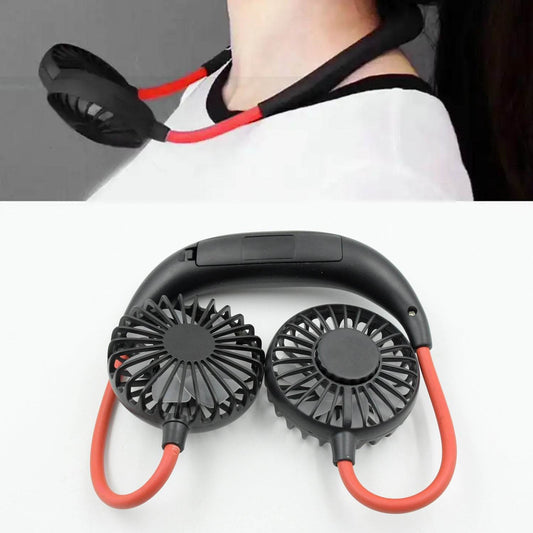 Hand Free Personal Fan - Portable USB Battery Rechargeable With Battery Comaprtment Mini Fan - Headphone Design Wearable Neckband Fan Necklance Fan Cooler Fan for Home, Sport, Camping, Beach, Travel, Office (Battery Not Included) - infinityexculsivestore.com