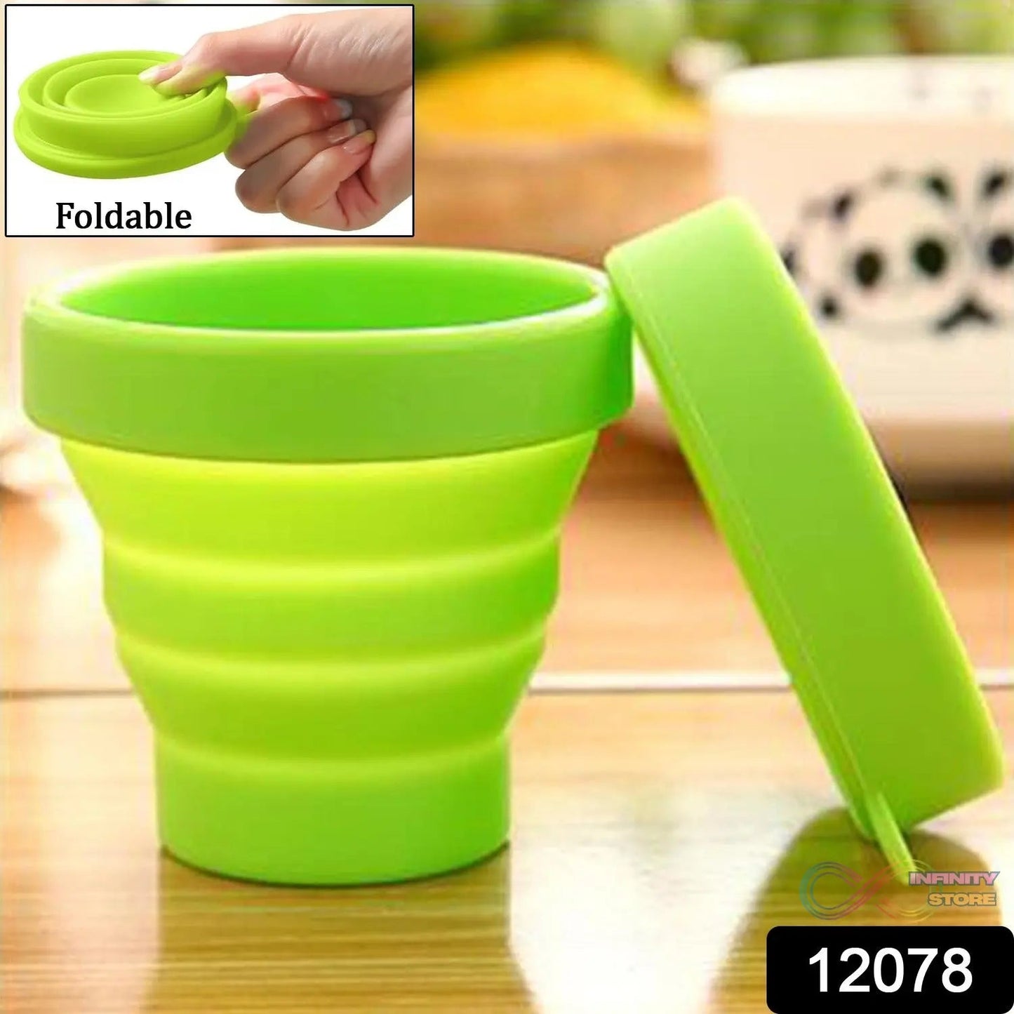 Round Silicone Foldable Glass / Cup, Foldable Travel Mug With Lid (1 Pc) - infinityexculsivestore.com