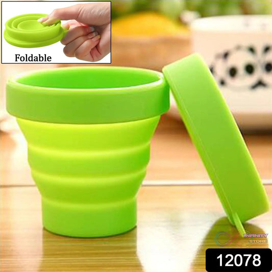 Round Silicone Foldable Glass / Cup, Foldable Travel Mug With Lid (1 Pc) - infinityexculsivestore.com