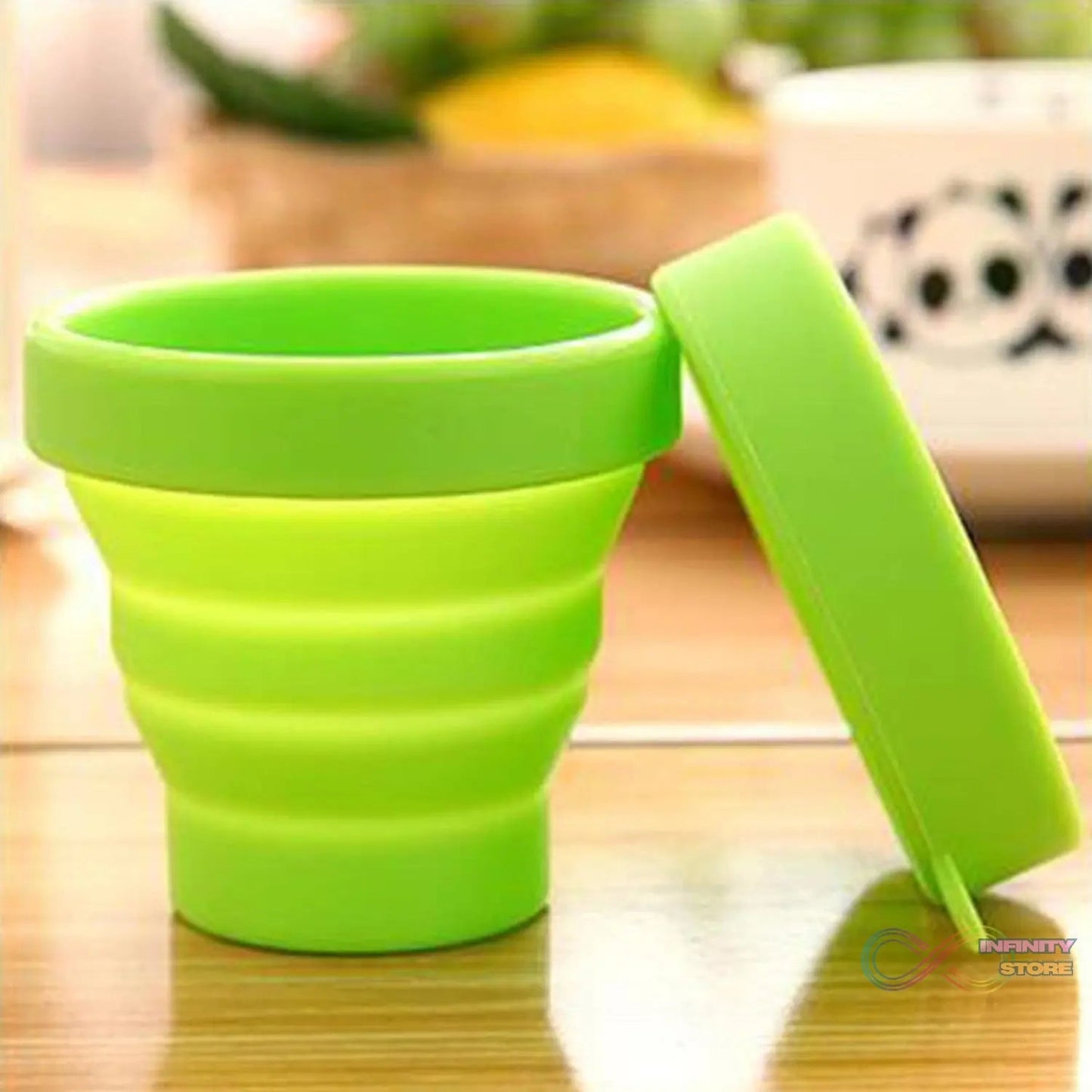 Round Silicone Foldable Glass / Cup, Foldable Travel Mug With Lid (1 Pc) - infinityexculsivestore.com