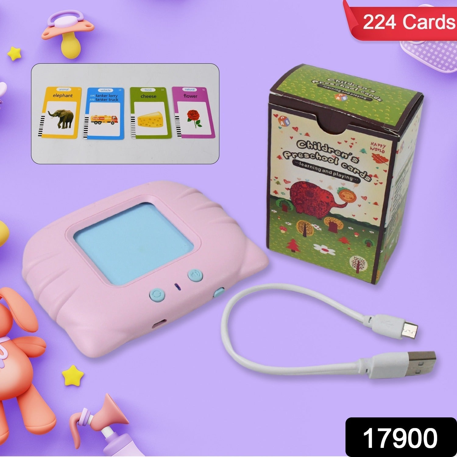 Preschool Learning Toys Flash Cards for Small Kids Educational Toys English Words Learning Machine for Kids with 224 Words, Birthday Gift for Kids Intelligent Electric Kids Language Card (1 Set) - infinityexculsivestore.com