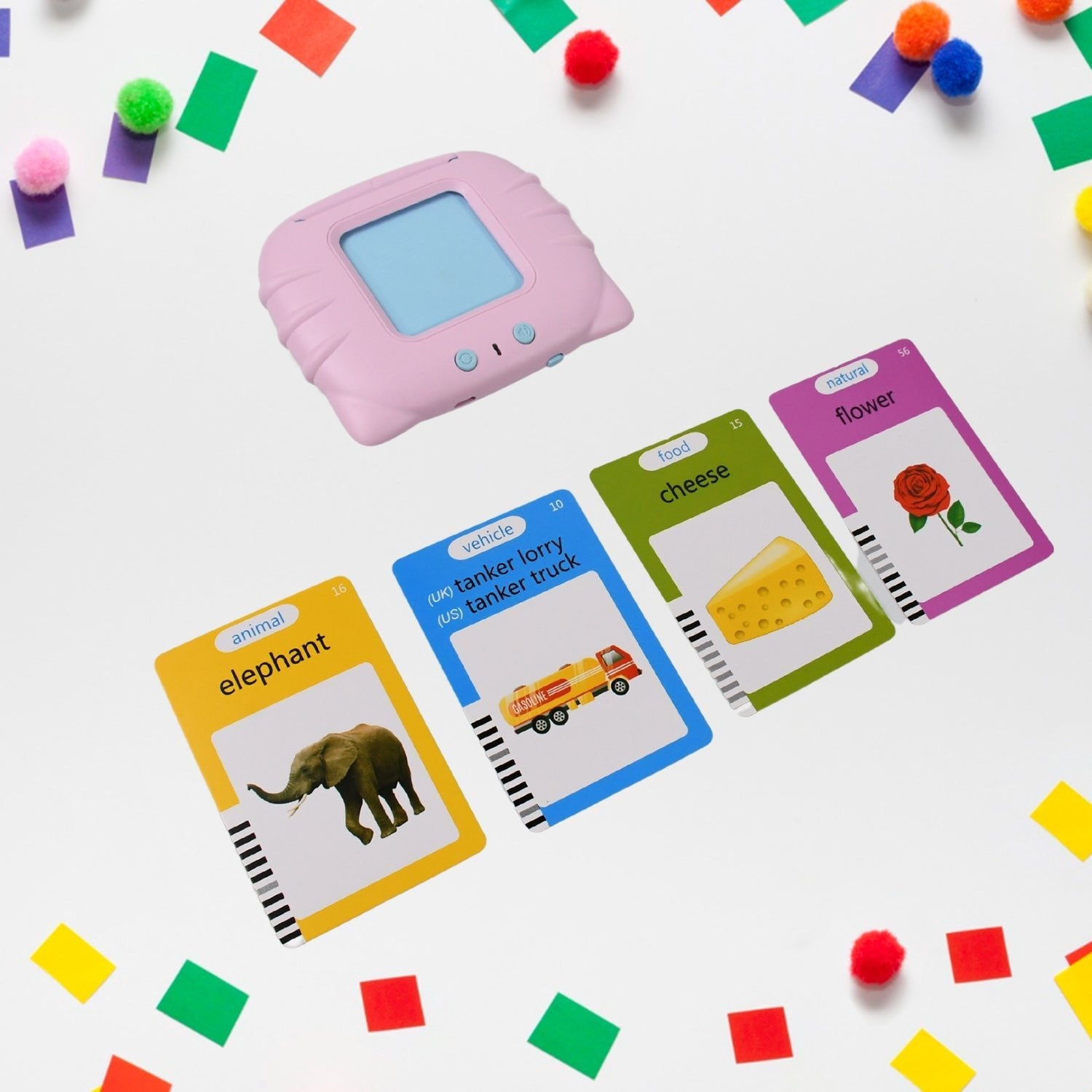 Preschool Learning Toys Flash Cards for Small Kids Educational Toys English Words Learning Machine for Kids with 224 Words, Birthday Gift for Kids Intelligent Electric Kids Language Card (1 Set) - infinityexculsivestore.com