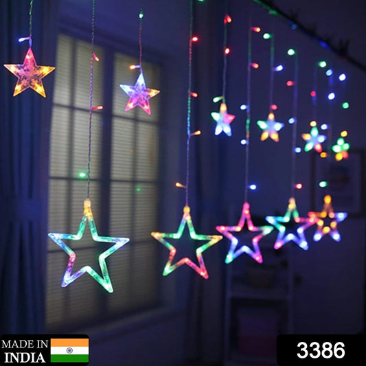 12 Stars LED Curtain String Lights with 8 Flashing Modes for Home Decoration, Diwali & Wedding LED Christmas Light Indoor and Outdoor Light ,Festival Decoration (Multicolor / With Box) - infinityexculsivestore.com