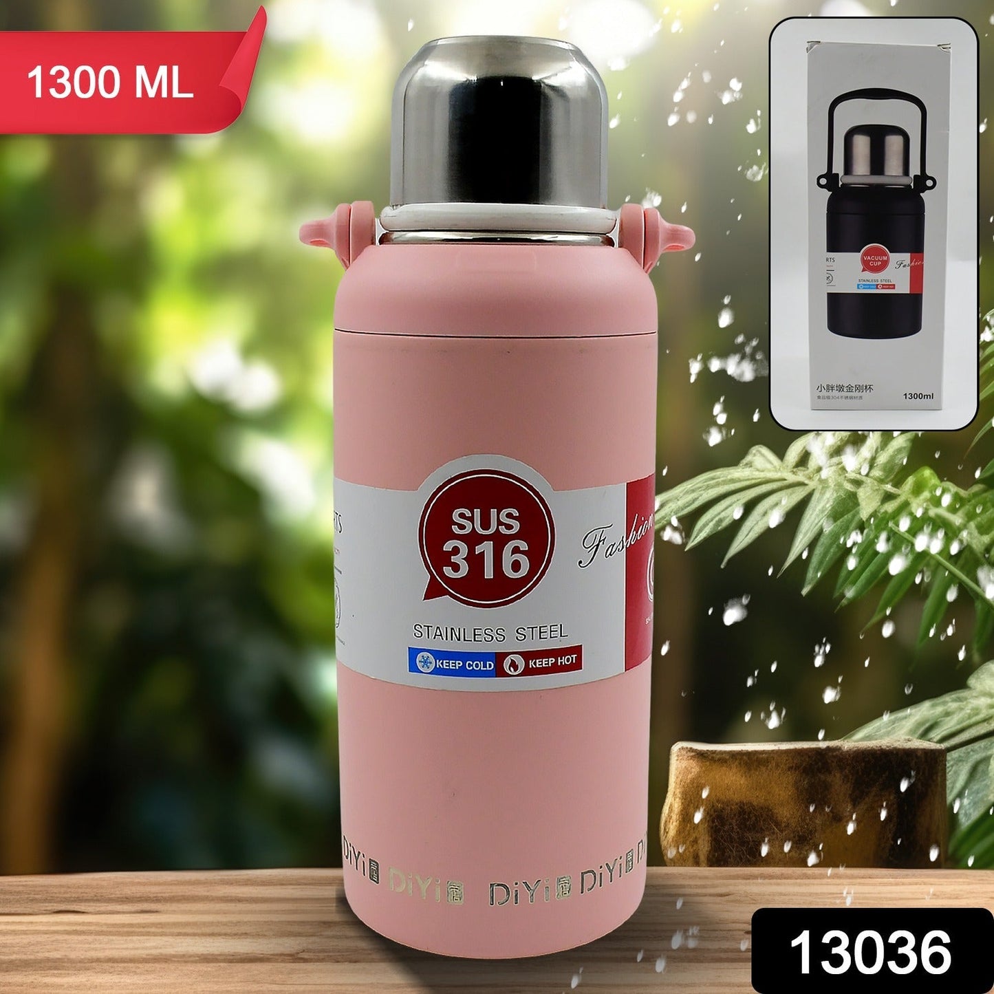 Stainless Steel tumblers 316 Stainless Steel, Vacuum Insulated Cup / Bottle, Portable Travel Kettle / Water Bottle with Handle, Outdoor Large Capacity Sports Kettle Cups / Bottle (1300 ML) - infinityexculsivestore.com