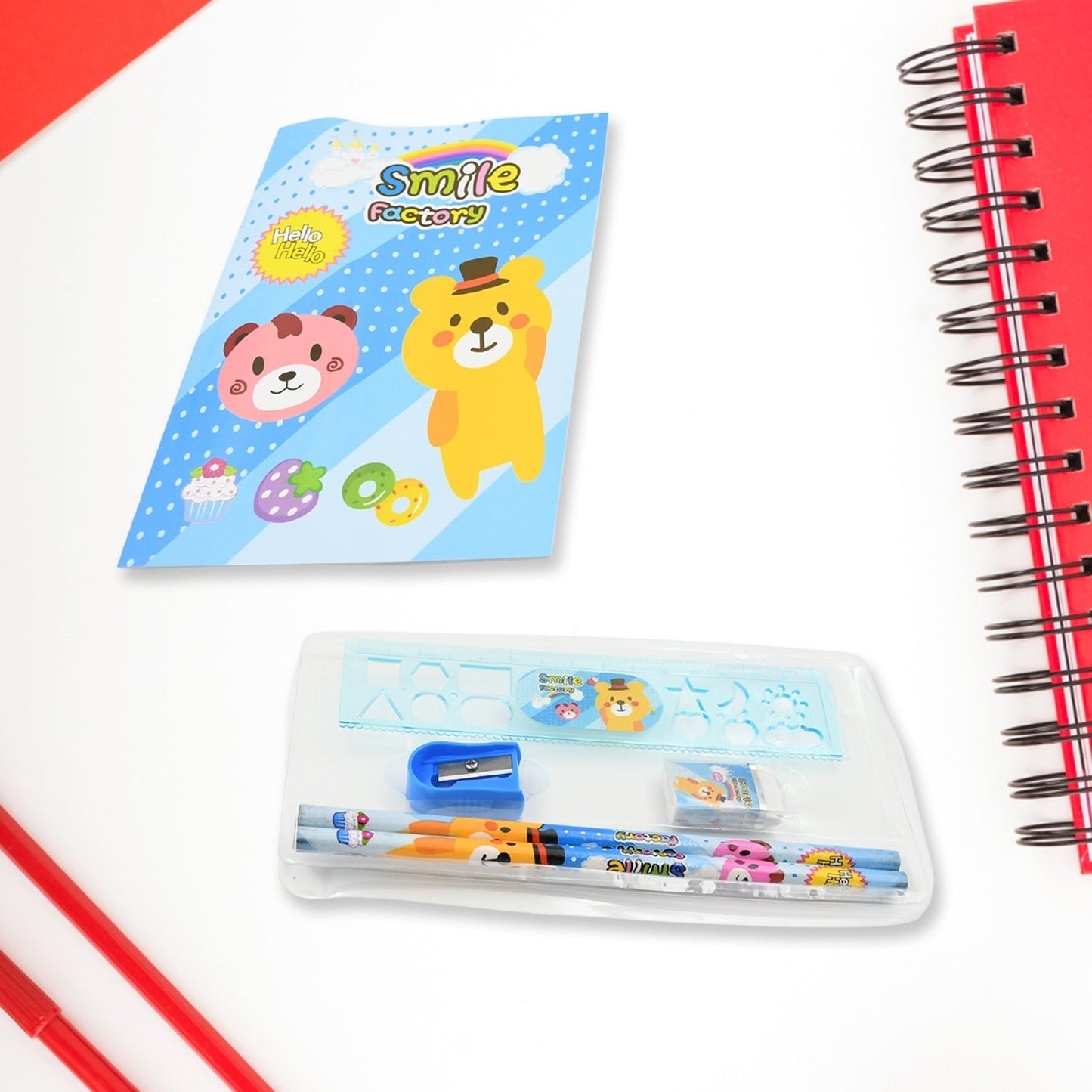 Stationery Kit for Kids - Stationery Set, Includes Wooden Pencil, Sharpener, Pencil and Eraser Set, Birthday Return Gift for Kids, Boys, Girls, 2 Pencil, 1 Scale, 1 Notebook,1 Sharpener, 1 Eraser & With Zip Bag (6 Pcs Set) - infinityexculsivestore.com