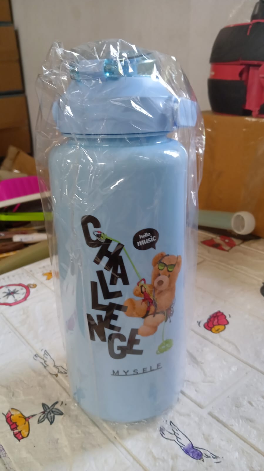 Plastic Water Bottle 3pc Set,3 Different Size Bottle High Quality Water Bottle Plastic Water Bottle BPA - Free & Leak - Proof! Cartoon Printed Design for Kids' School, For Fridge, Office, Sports, School, Gym, Yoga (3 Pc Set) - infinityexculsivestore.com