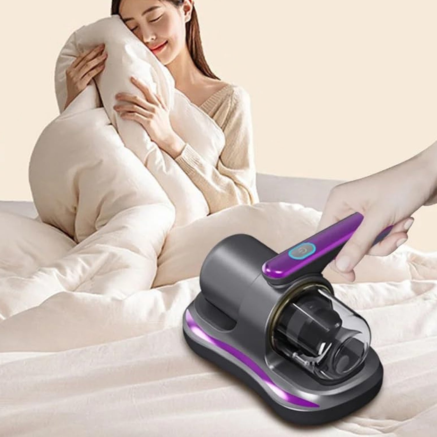 Powerful Suction Portable Handheld Vacuum Cleaner - Low Noise Vacuum Cleaner for Bed - Cordless Vacuum Cleaner for Car Seat Crevices Pillows, Mattresses, Sofas Wireless Anti Dust and Mite Cleaner - infinityexculsivestore.com