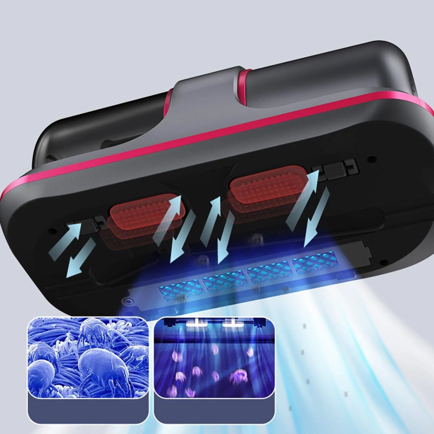 Powerful Suction Portable Handheld Vacuum Cleaner - Low Noise Vacuum Cleaner for Bed - Cordless Vacuum Cleaner for Car Seat Crevices Pillows, Mattresses, Sofas Wireless Anti Dust and Mite Cleaner - infinityexculsivestore.com
