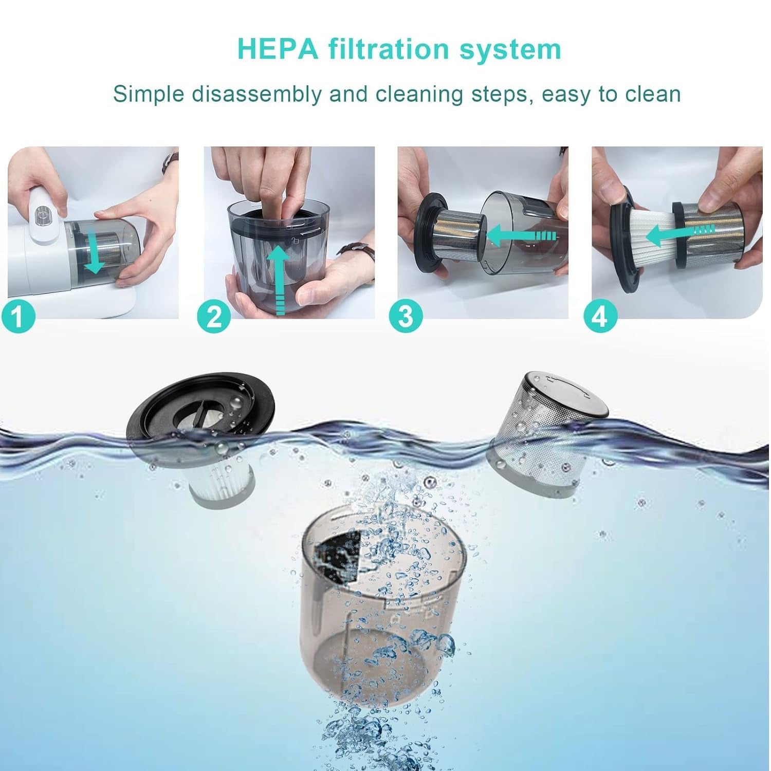 Powerful Suction Portable Handheld Vacuum Cleaner - Low Noise Vacuum Cleaner for Bed - Cordless Vacuum Cleaner for Car Seat Crevices Pillows, Mattresses, Sofas Wireless Anti Dust and Mite Cleaner - infinityexculsivestore.com