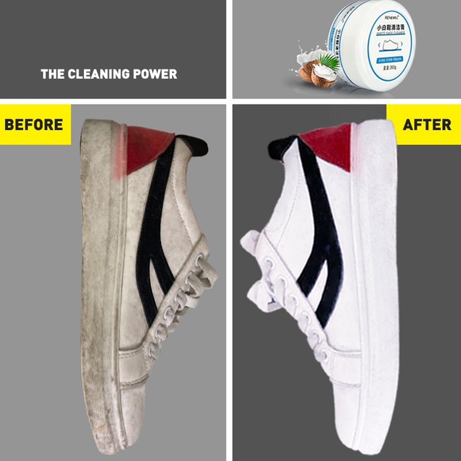 Stain Remover Cleansing Cream for Shoe Polish Sneaker Cleaning Kit Shoe Eraser Stain Remover White Rubber Sole Shoe Cleaner White Shoe Cleaning Cream Stain Remover (260 Gm) - infinityexculsivestore.com
