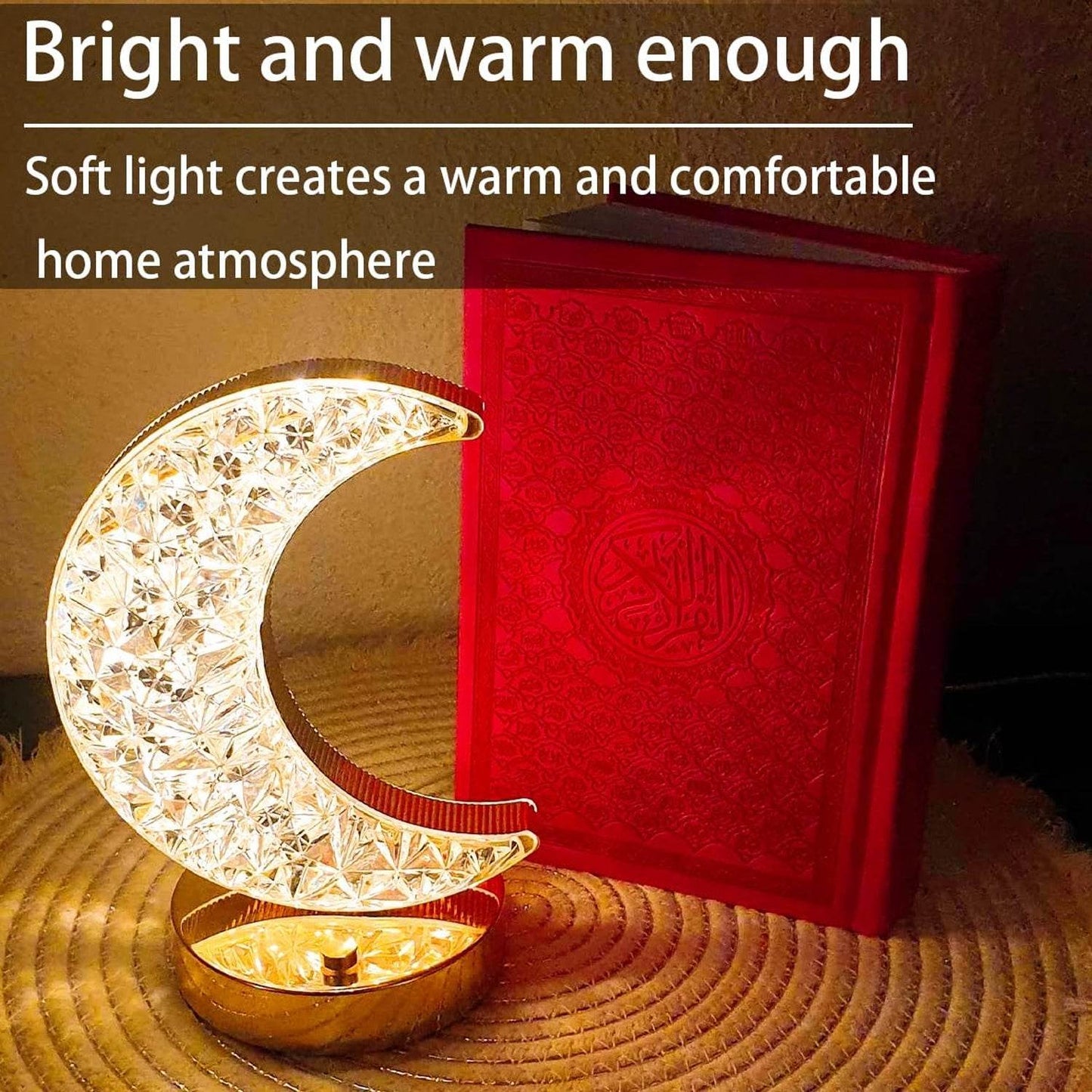 Crystal Table Lamp | Moon Shape Touch Control Lamp with 3 Color | Metal Bedside Lamp for Kids Bedroom Romantic Desktop Nightstand | Stepless Dimming USB Charging Touch Night Light - infinityexculsivestore.com