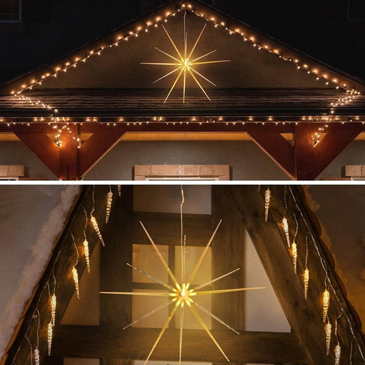 3D Gold Star Hanging Decoration Star, Acrylic Look Hanging Luminous Star for Windows, Home, Garden Festive Embellishments for Holiday Parties Weddings Birthday Home Decoration (Small) - infinityexculsivestore.com
