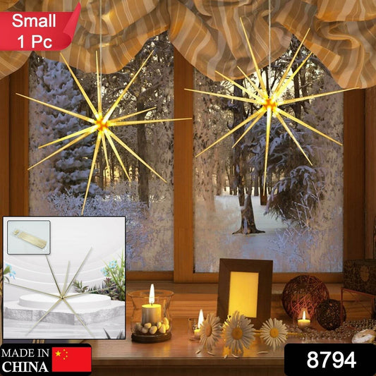 3D Gold Star Hanging Decoration Star, Acrylic Look Hanging Luminous Star for Windows, Home, Garden Festive Embellishments for Holiday Parties Weddings Birthday Home Decoration (Small) - infinityexculsivestore.com